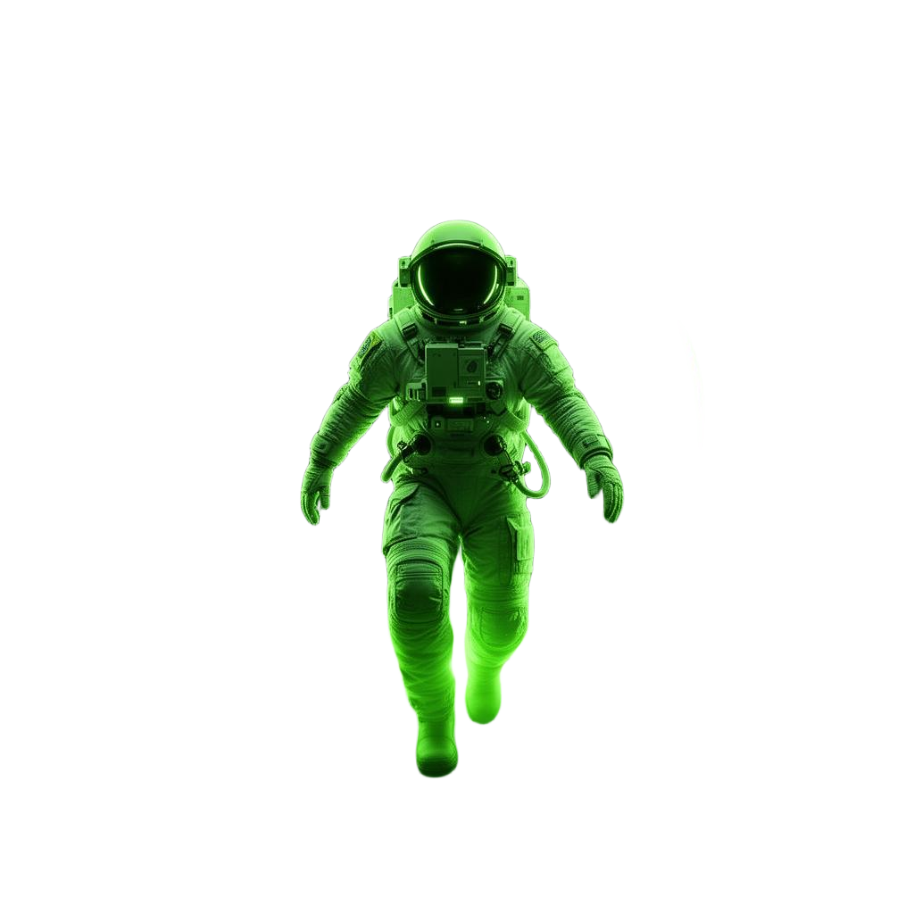 Astronauta saindo de portal neon